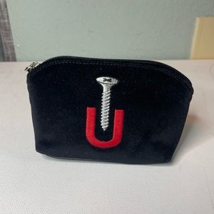 College Velvet Pocket Black Cotton Velvet with Black Patent Leather “Screw you”